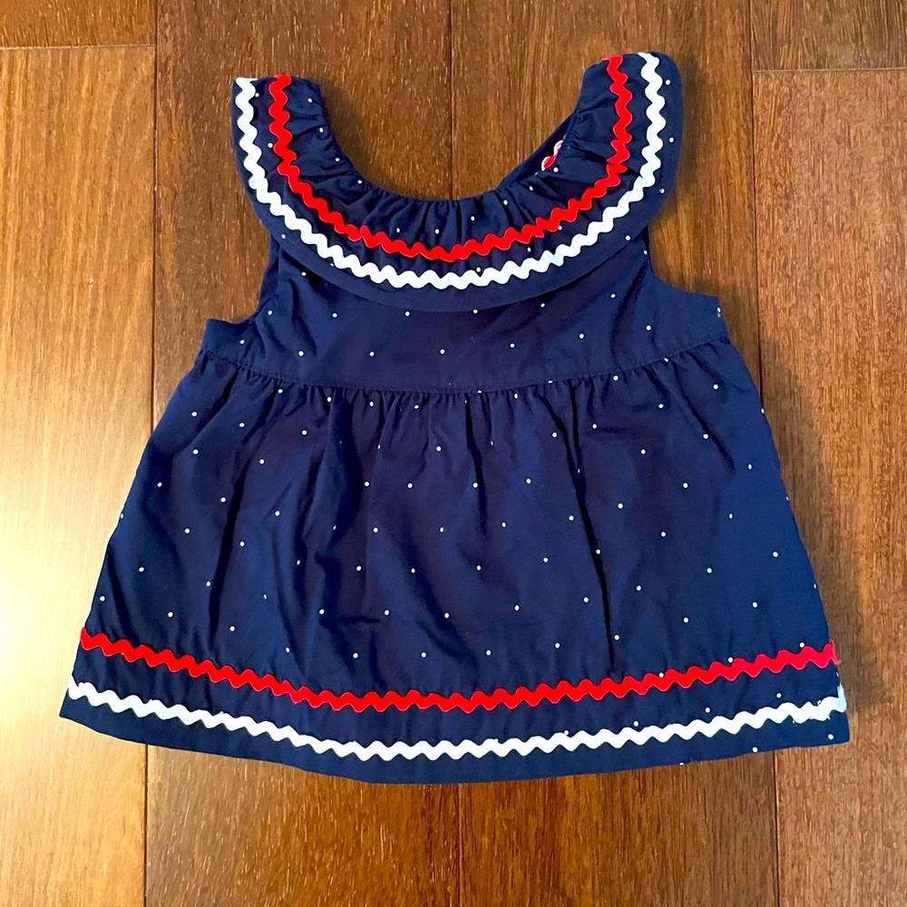 Toddler girl red and blue Janie and Jack dress size 6-12 months Fourth of July